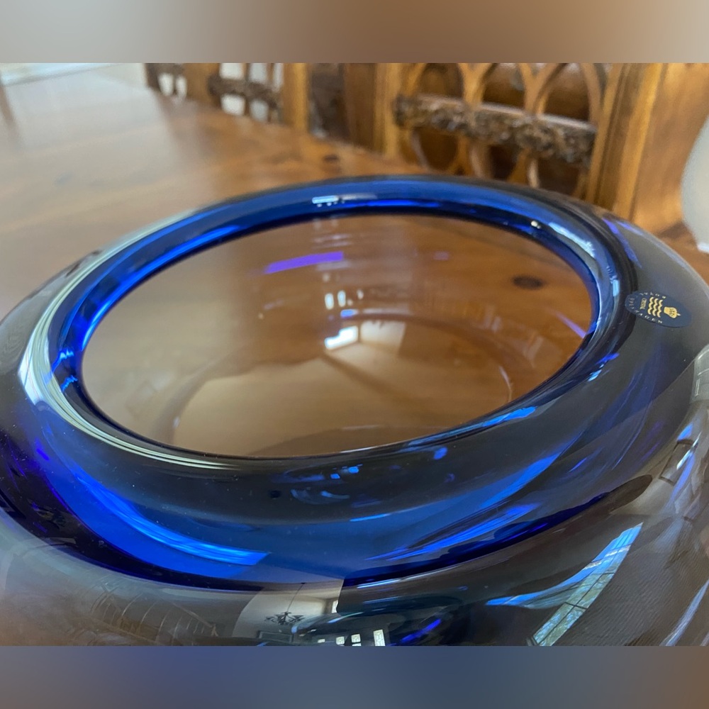 Per Lütken Mid-Century Holmegaard Blue Glass Bowl for Royal Copenhagen Murano - Picture 6 of 9